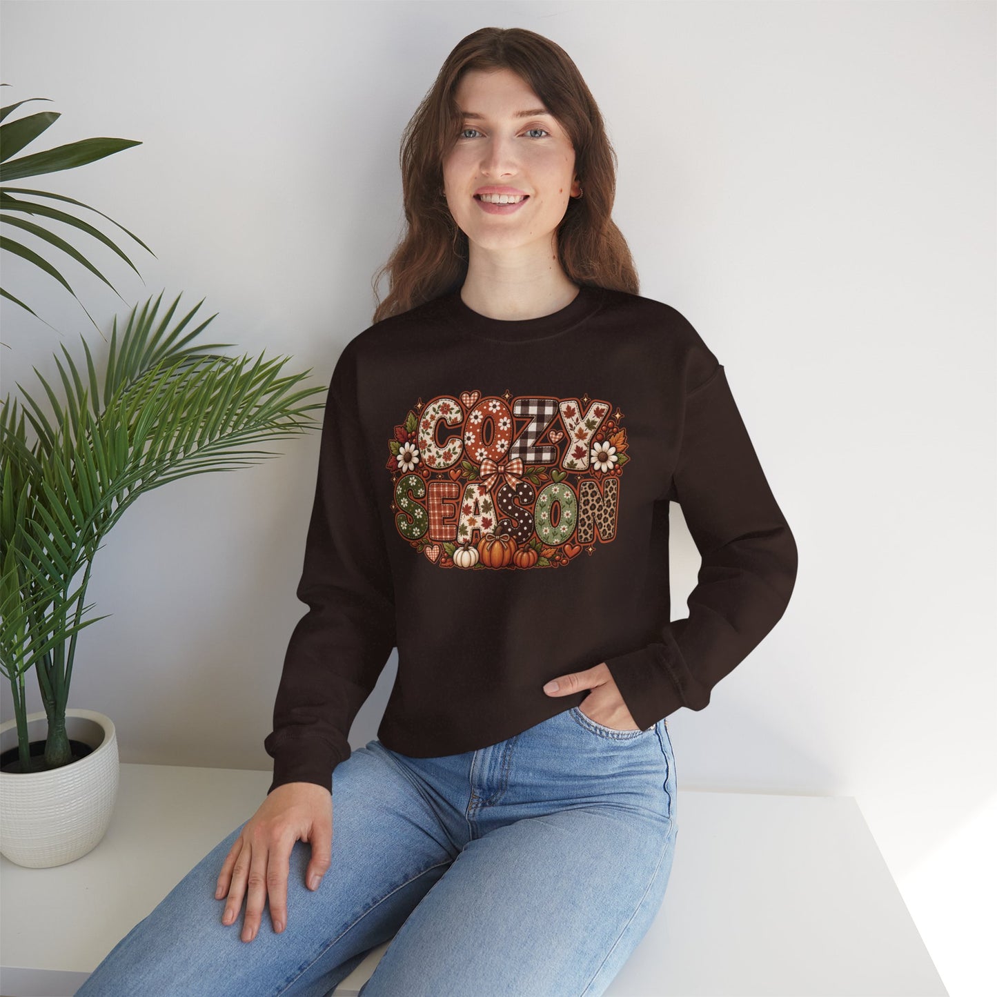 Cozy Fall Lettering sweatshirt | Autumn Pumpkin Leaves Crewneck