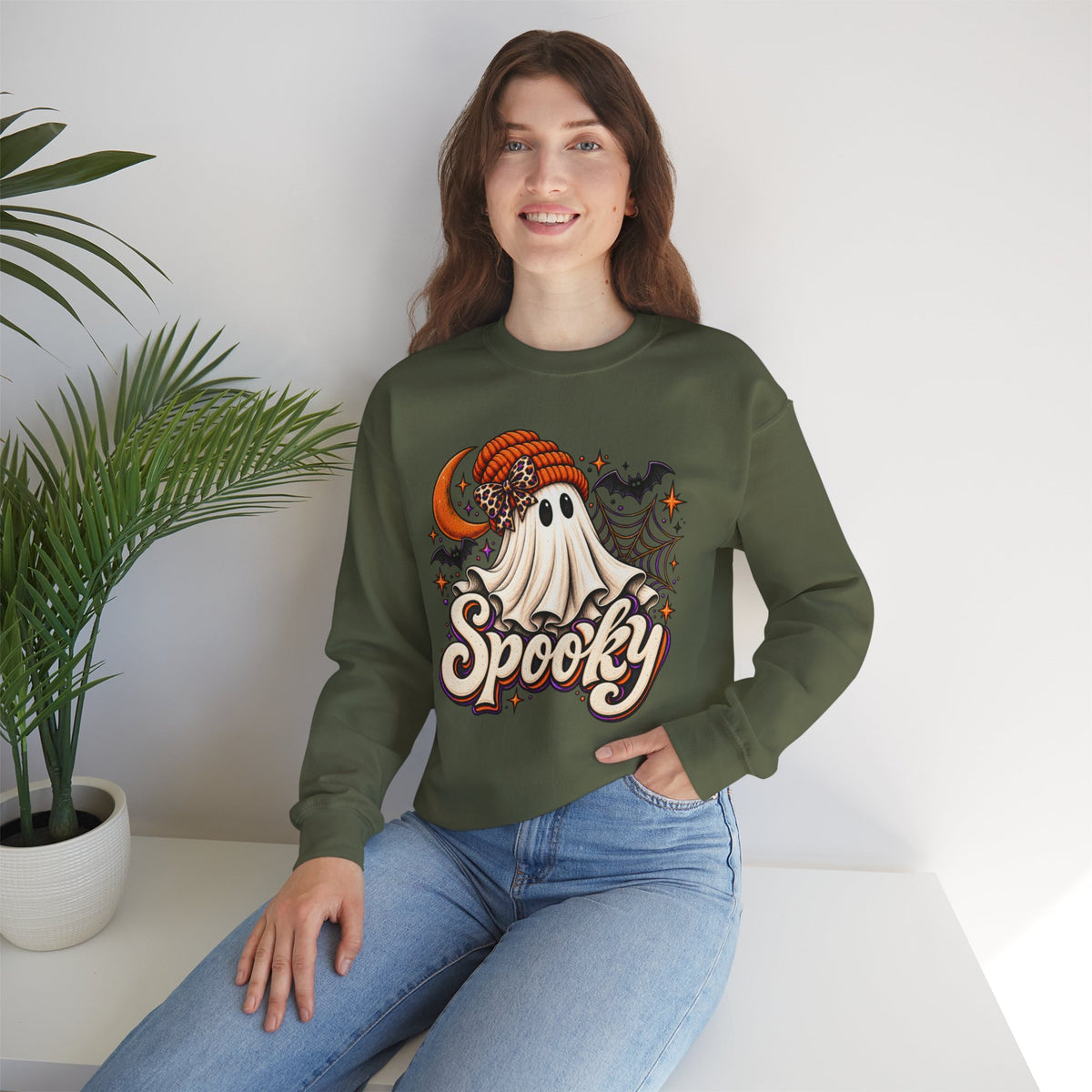 Halloween 'Spooky' Ghost Crewneck Sweatshirt