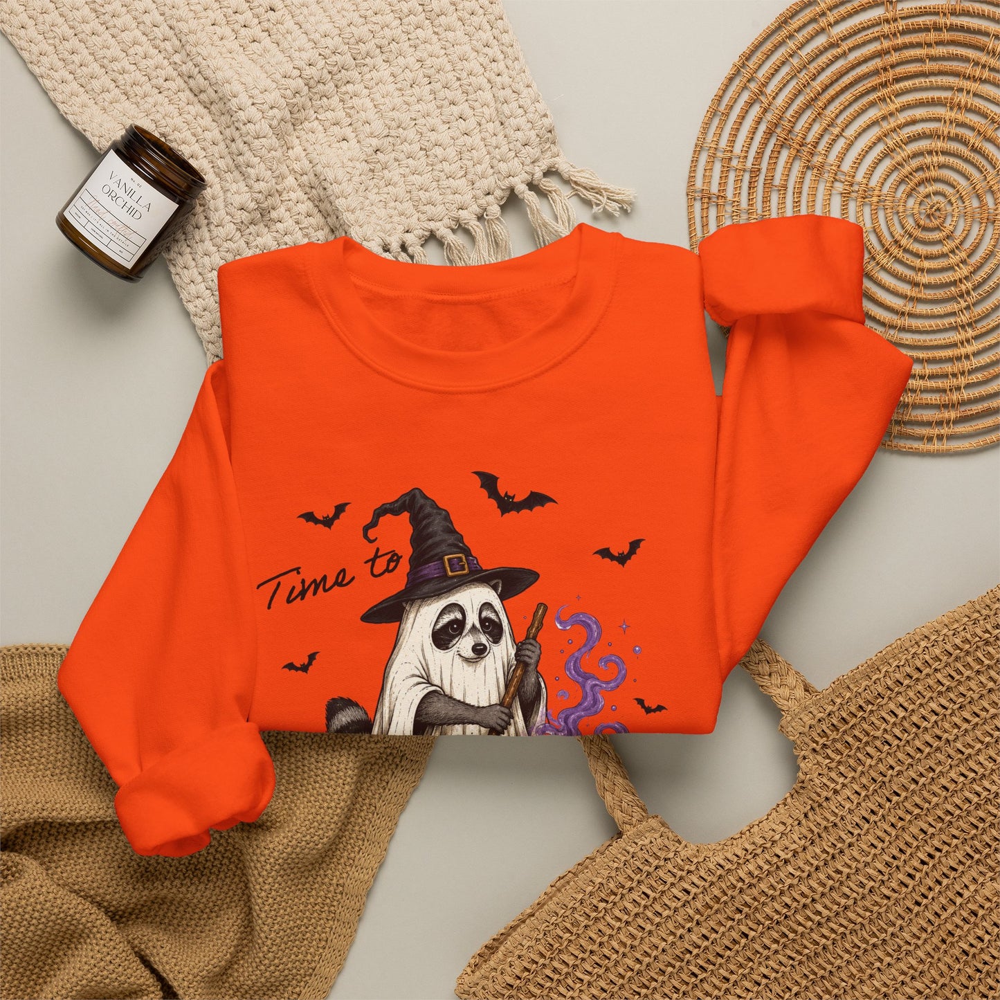 Sweatshirt — "Stir the Pot" Witch Raccoon Halloween Crewneck