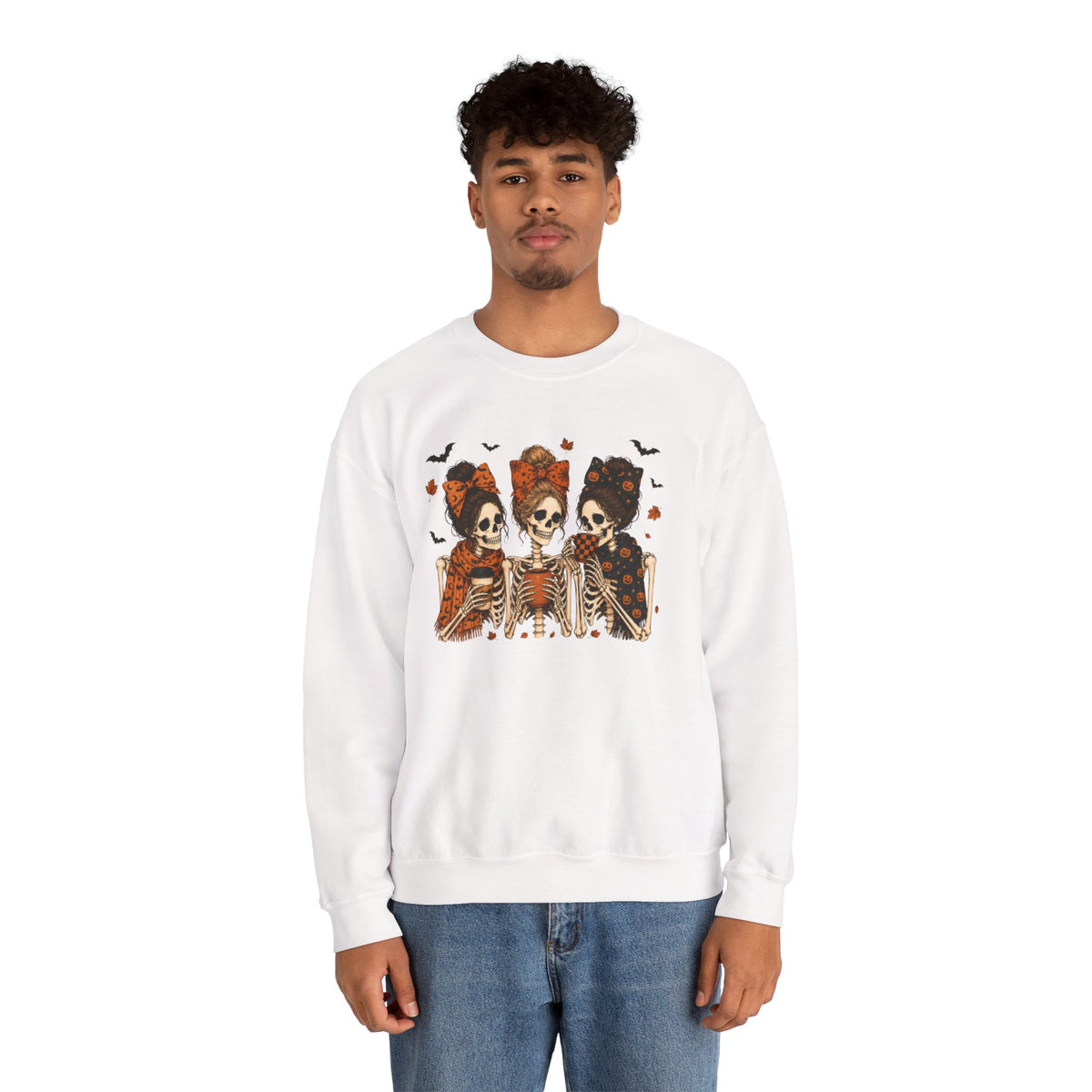 Skeleton Sisters Crewneck Sweatshirt — Halloween Day of the Dead Gothic Graphic