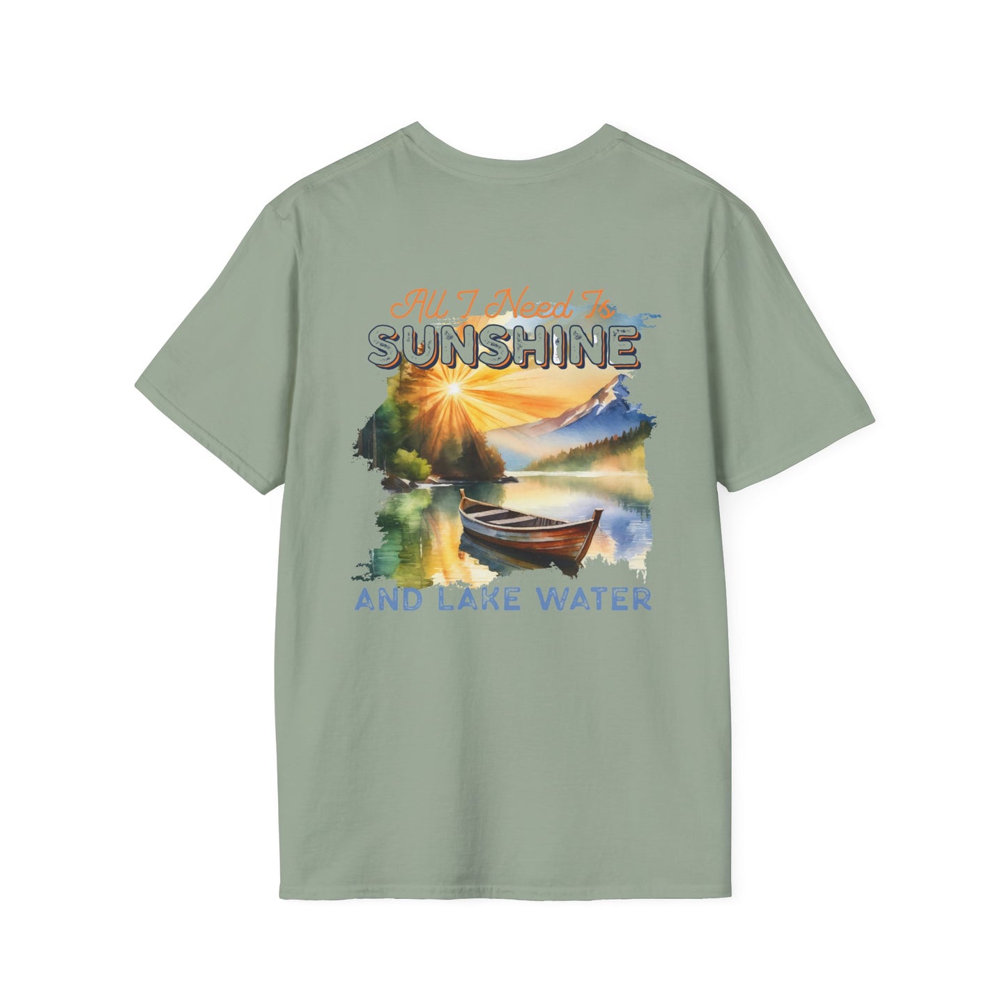Sunshine & Lake Water Sunset T-Shirt — Boat on Lake View