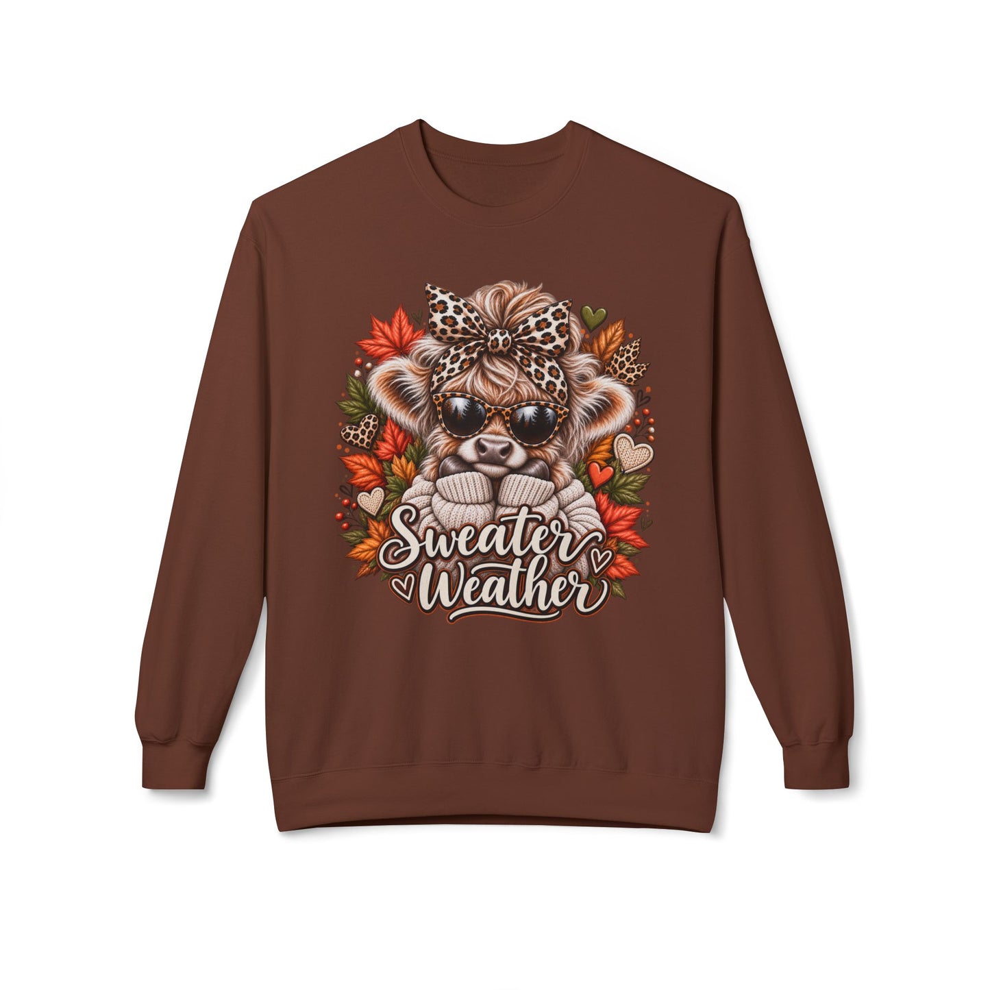 Sweater Weather Bear Crewneck Sweatshirt | Autumn Leaves, Leopard Headband