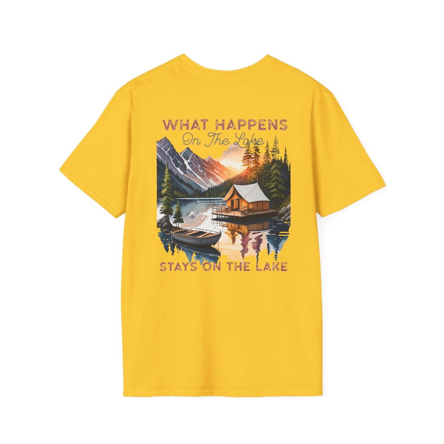 What Happens at the Lake Stays at the Lake T-Shirt — Funny Lake Life Tee for Boat Days & Getaways