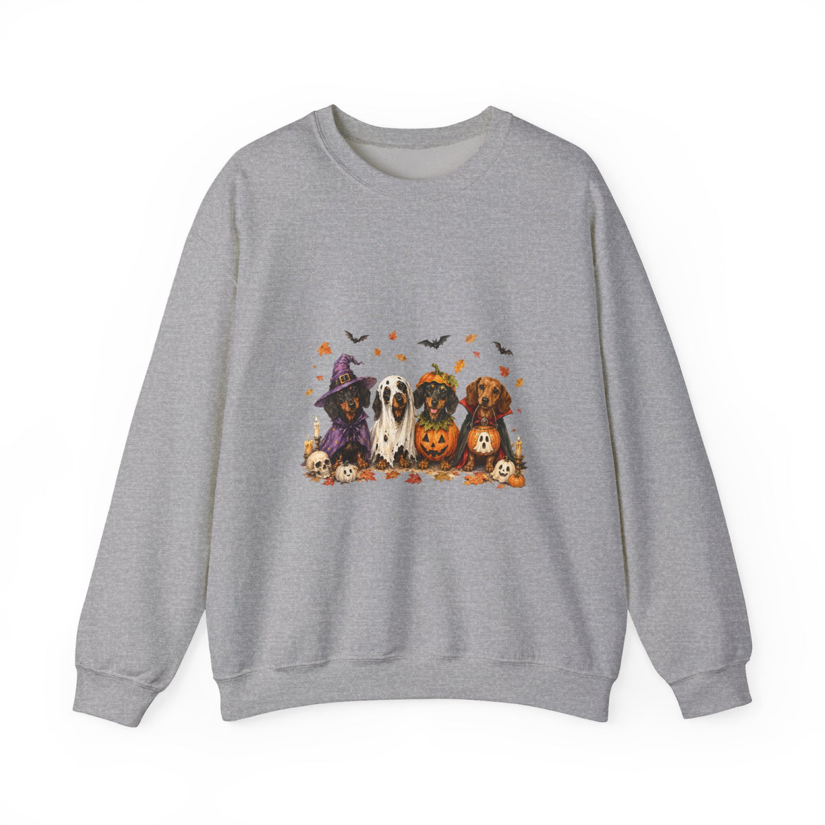 Halloween Dogs Crewneck Sweatshirt — Cute Pups in Witch Hats & Jack‑o’‑Lanterns