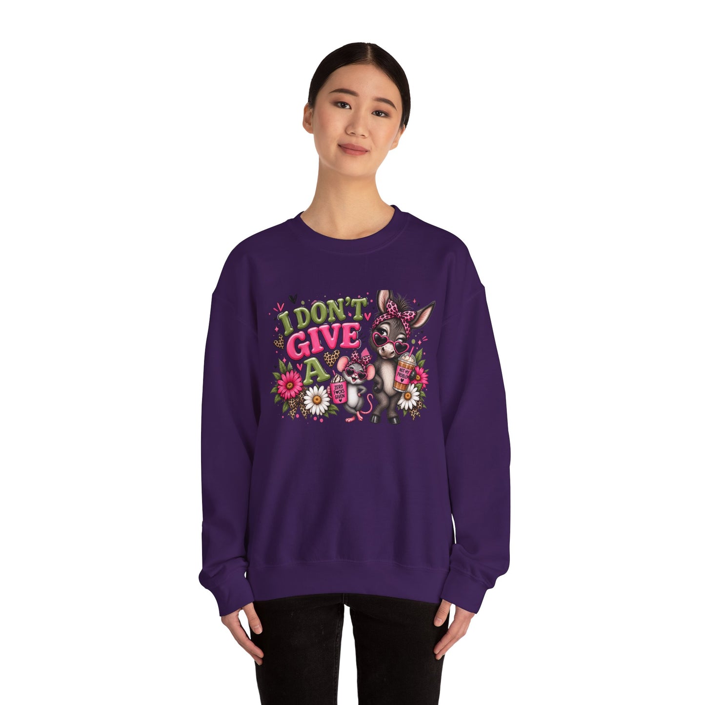 Cute Don’t Give A — Mouse & Donkey Graphic Sweatshirt
