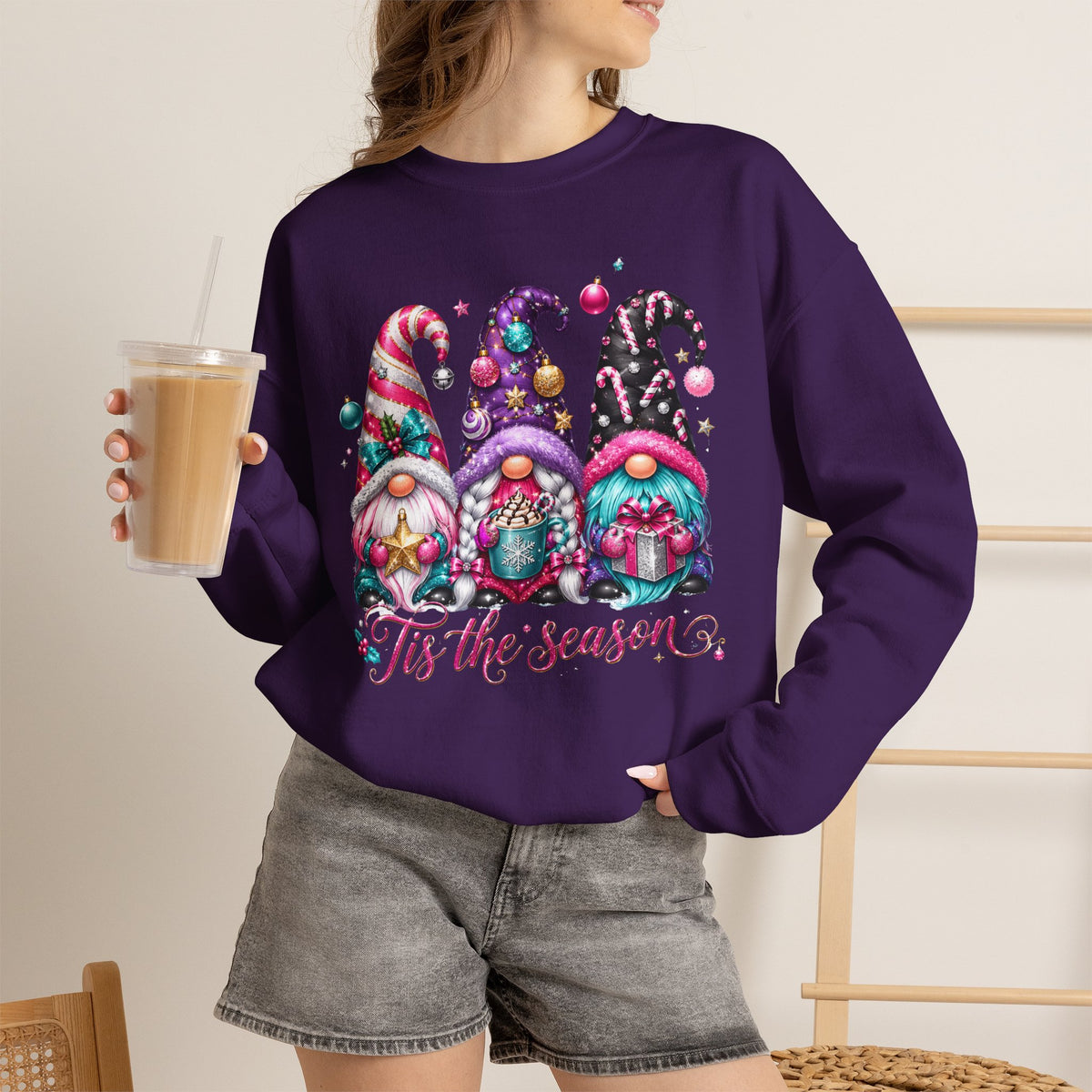 Christmas Gnome Sweatshirt - 'Tis the Season Holiday Crewneck