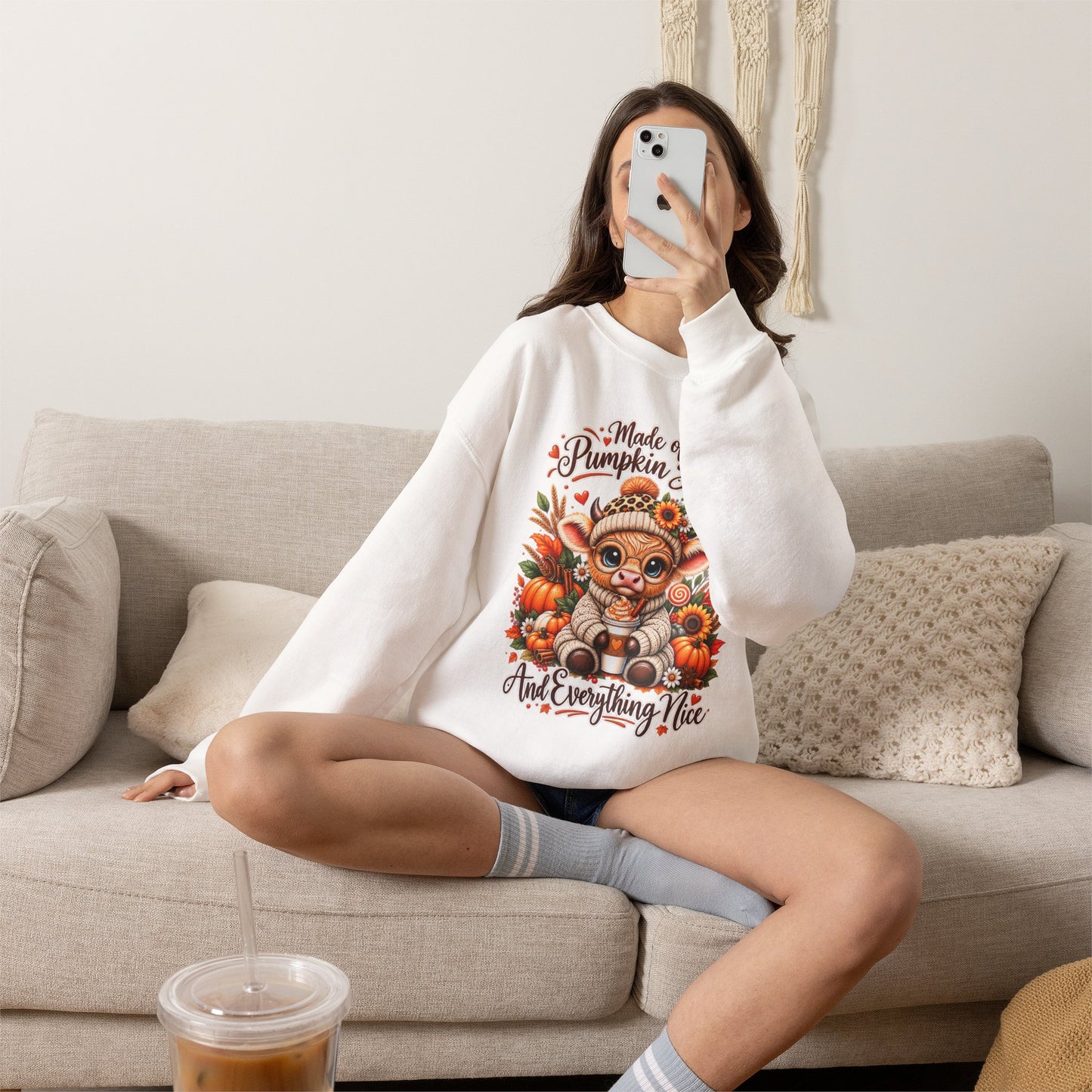 Pumpkin Spice Kitty Sweatshirt - Fall Cat Graphic "Make it Pumpkin Spice and Everything Nice"