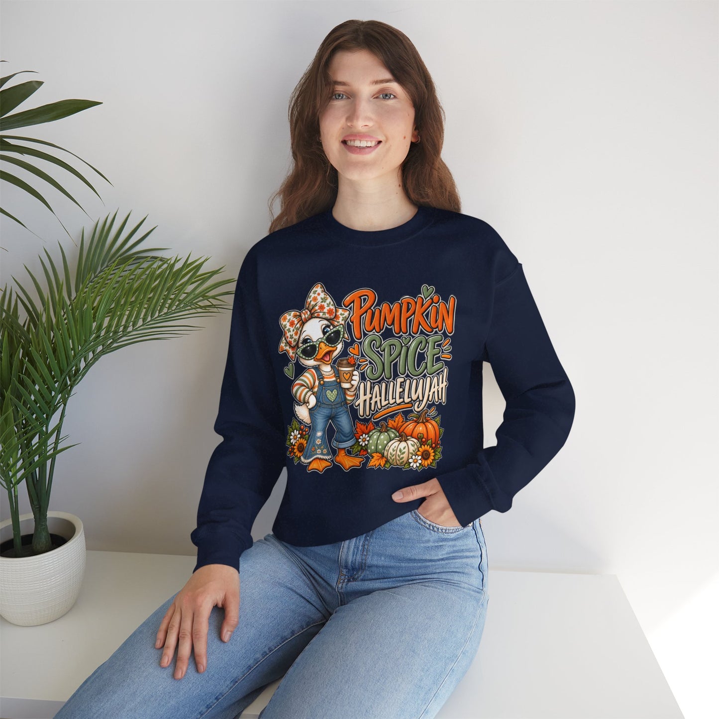 Pumpkin Spice Hallelujah Sweatshirt — Cute Fall Duck Graphic