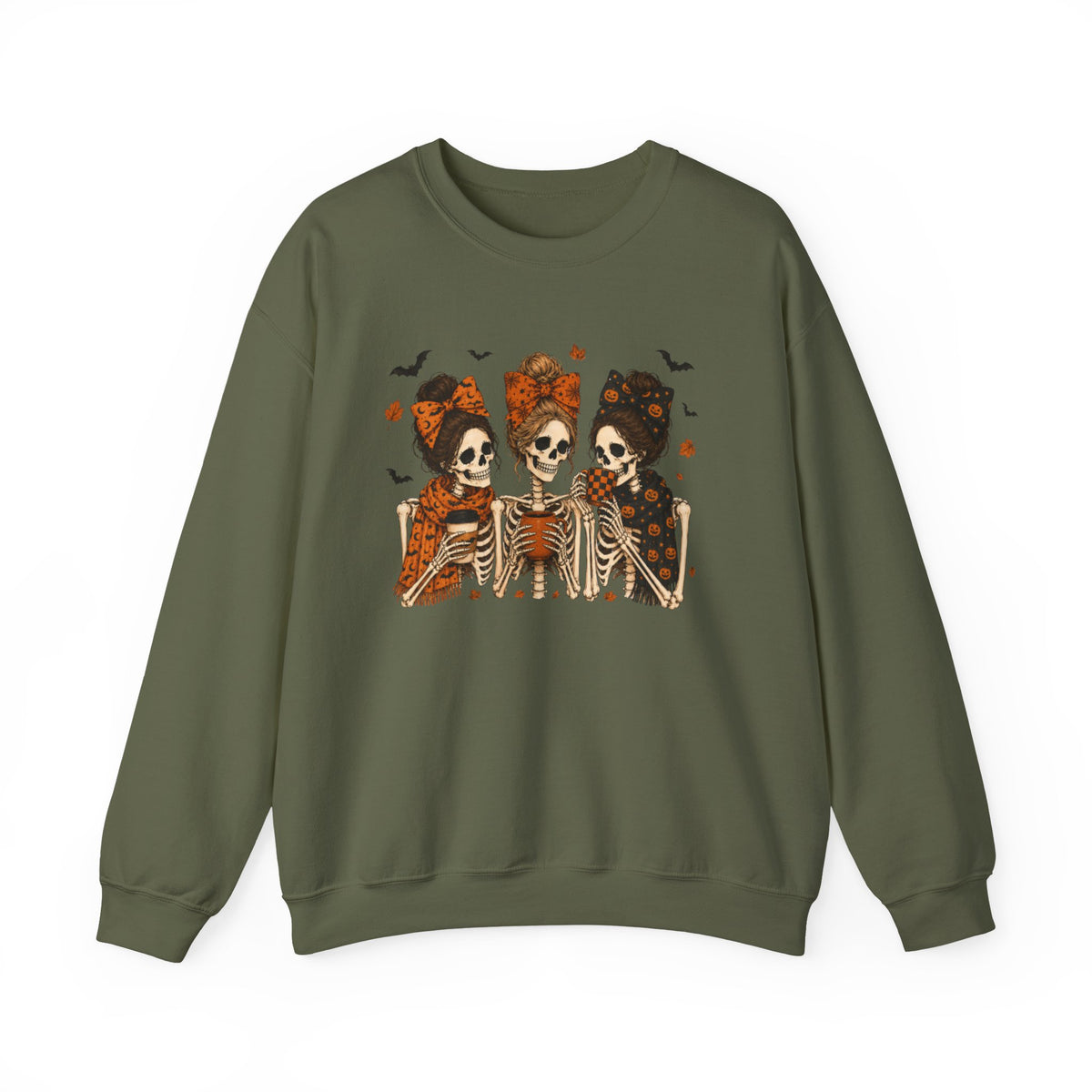Skeleton Sisters Crewneck Sweatshirt — Halloween Day of the Dead Gothic Graphic