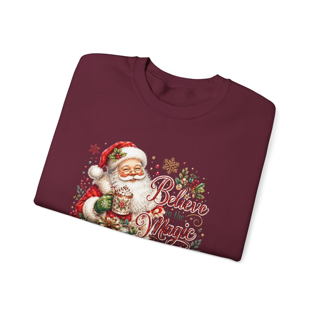 Believe in the Magic of Christmas Sweatshirt | Vintage Santa Christmas Crewneck for Women