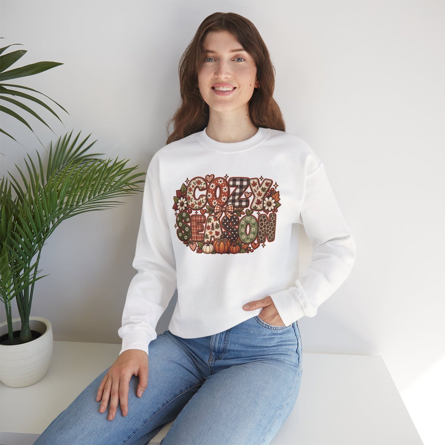 Cozy Fall Lettering sweatshirt | Autumn Pumpkin Leaves Crewneck