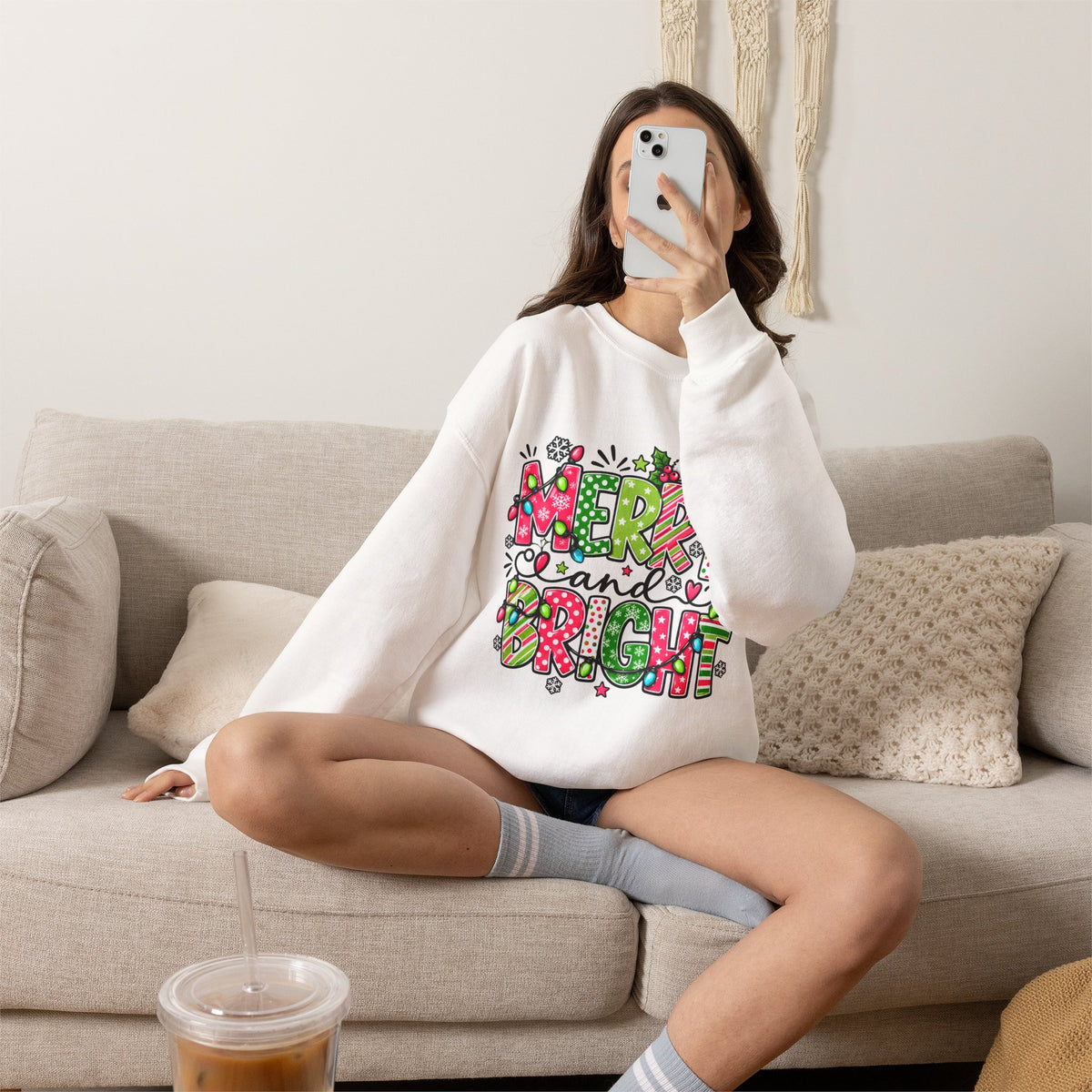 Merry and Bright Christmas Crewneck Sweatshirt