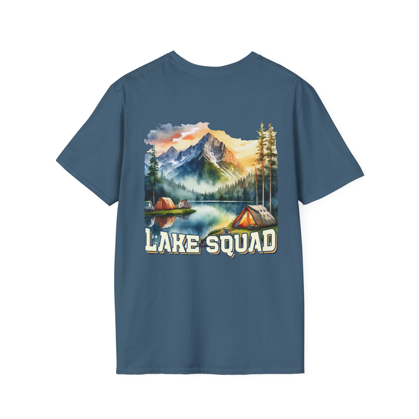 Lake Squad Camping T-Shirt — Scenic Mountain & Tent Outdoors Tee