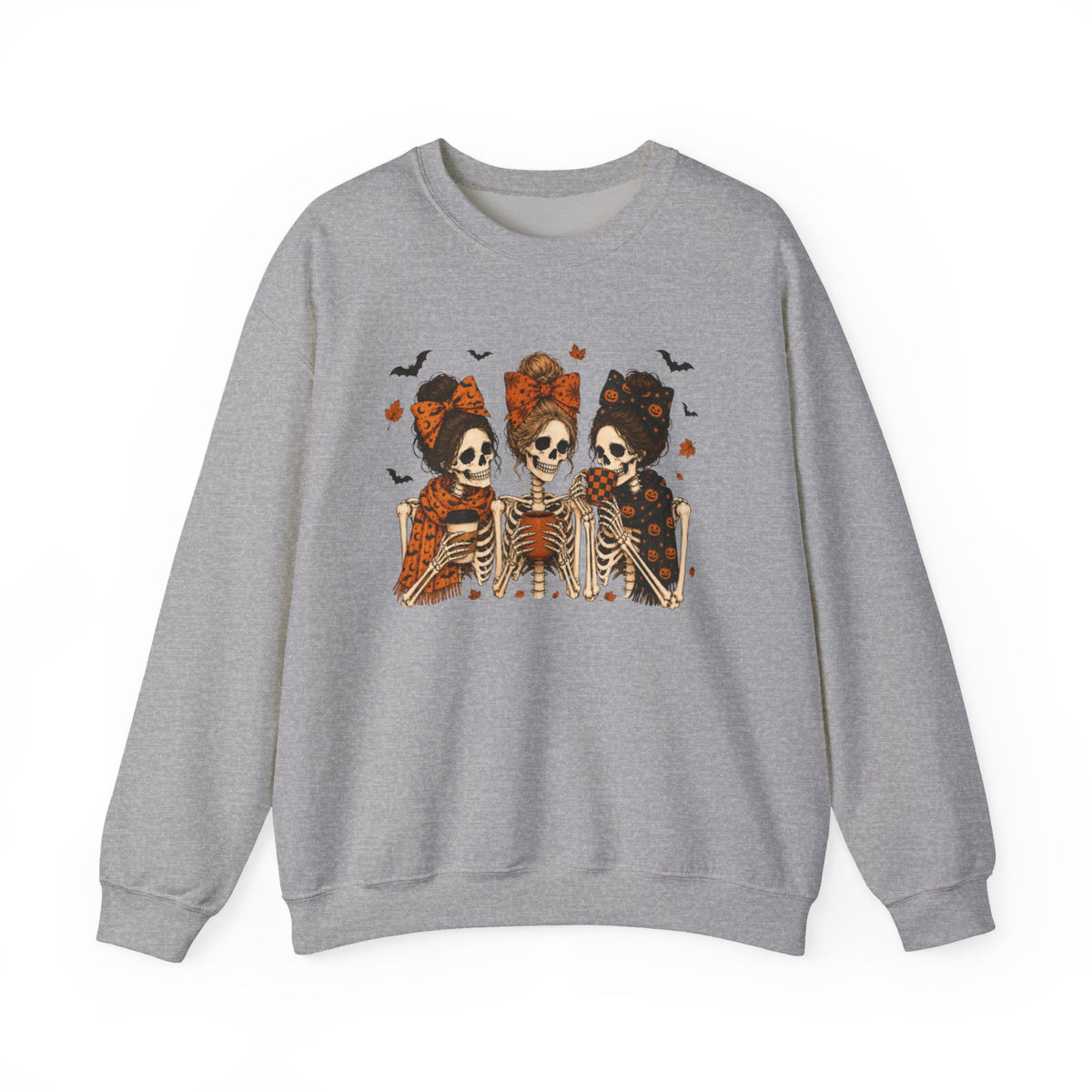Skeleton Sisters Crewneck Sweatshirt — Halloween Day of the Dead Gothic Graphic