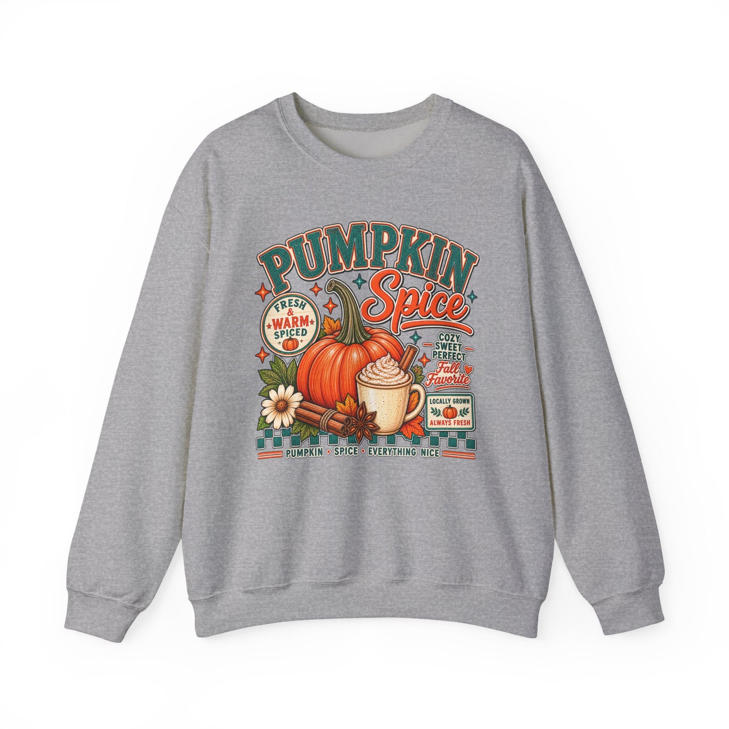 Pumpkin Spice Fall Sweatshirt — Cozy Pumpkin Latte Autumn Graphic