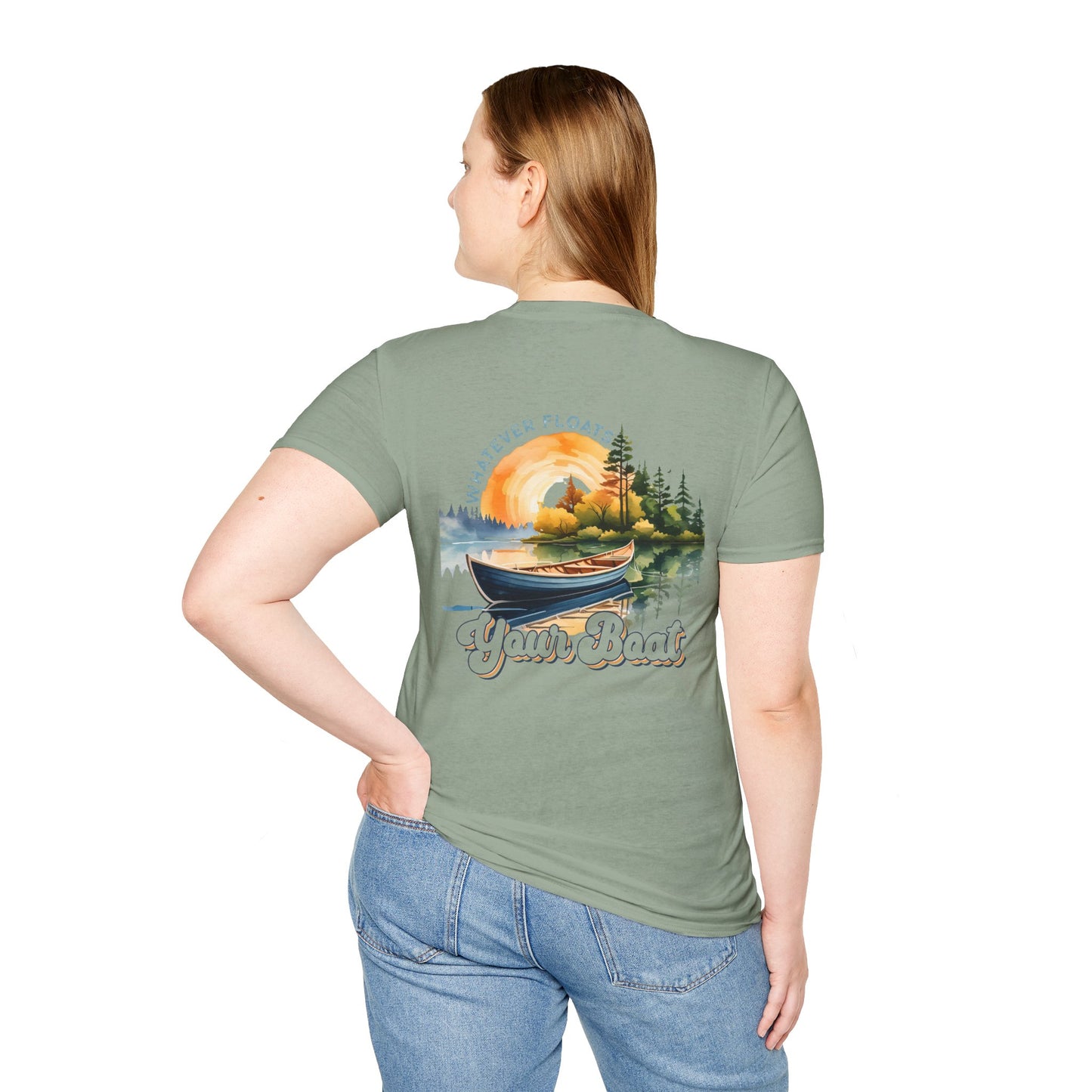 Boat Graphic T-Shirt — 'Whatever Floats Your Boat' Vintage Lake Sunset Tee