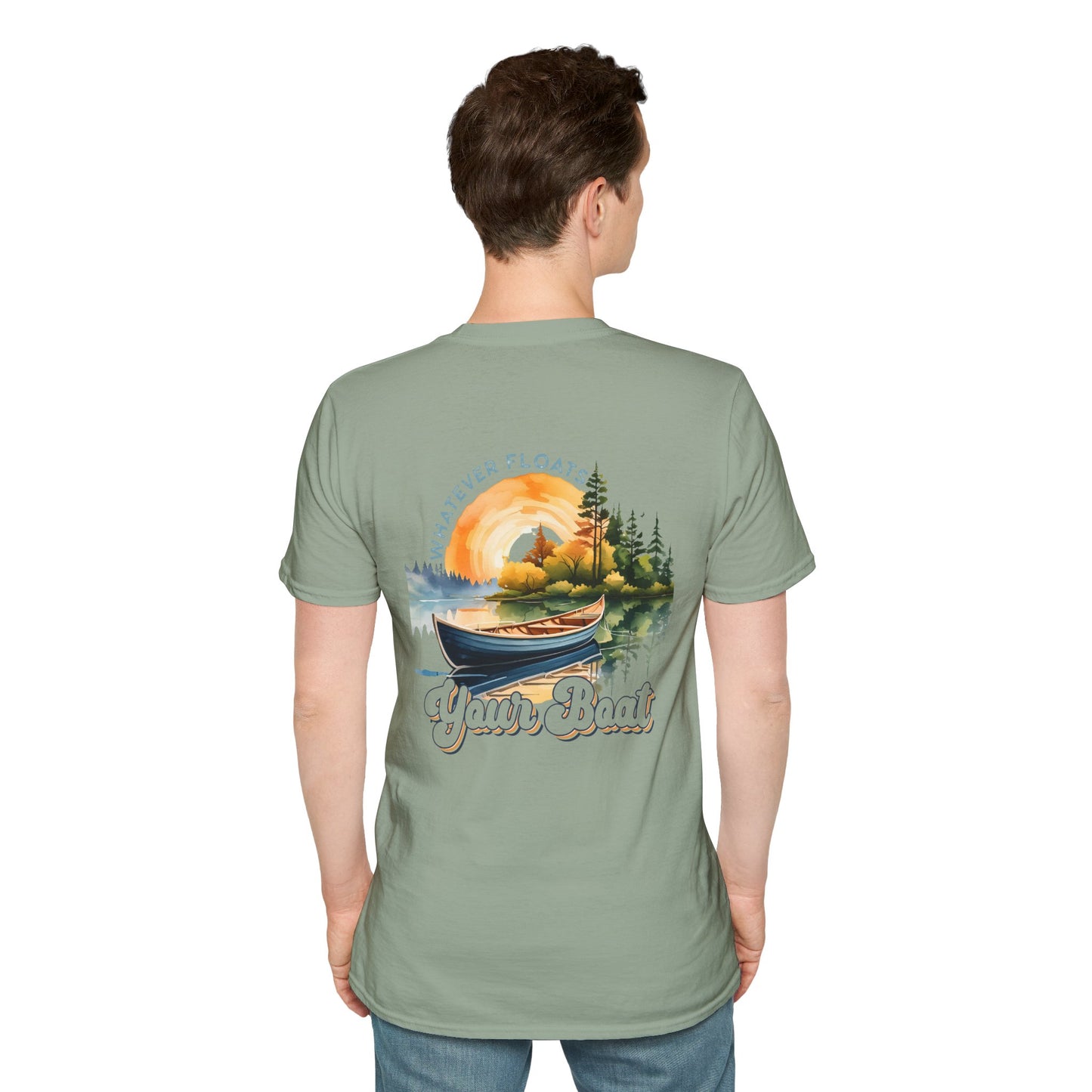 Boat Graphic T-Shirt — 'Whatever Floats Your Boat' Vintage Lake Sunset Tee