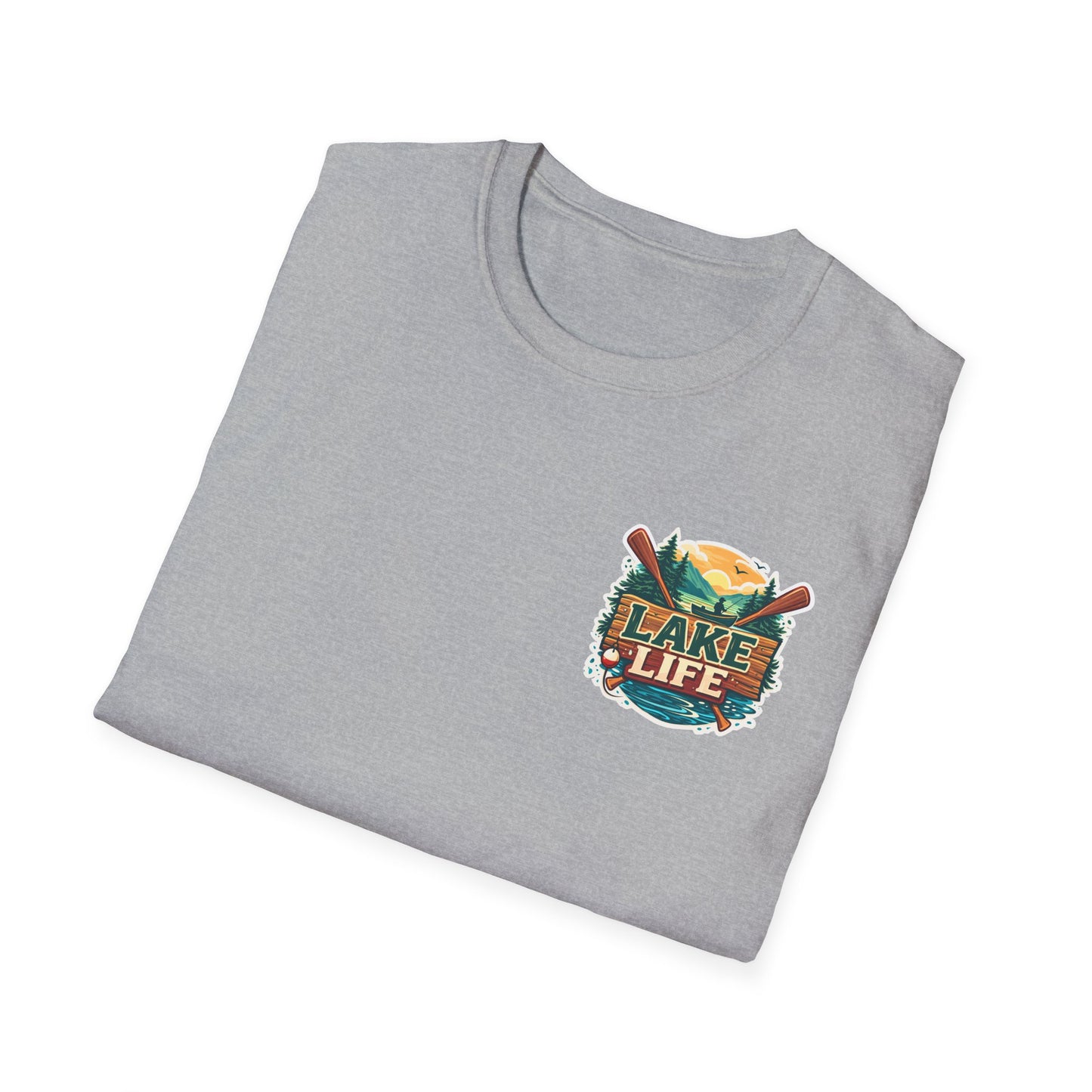 Lake Life T-Shirt — "Life Is Better at the Lake" Boat, Dock & Rocking Chair Design