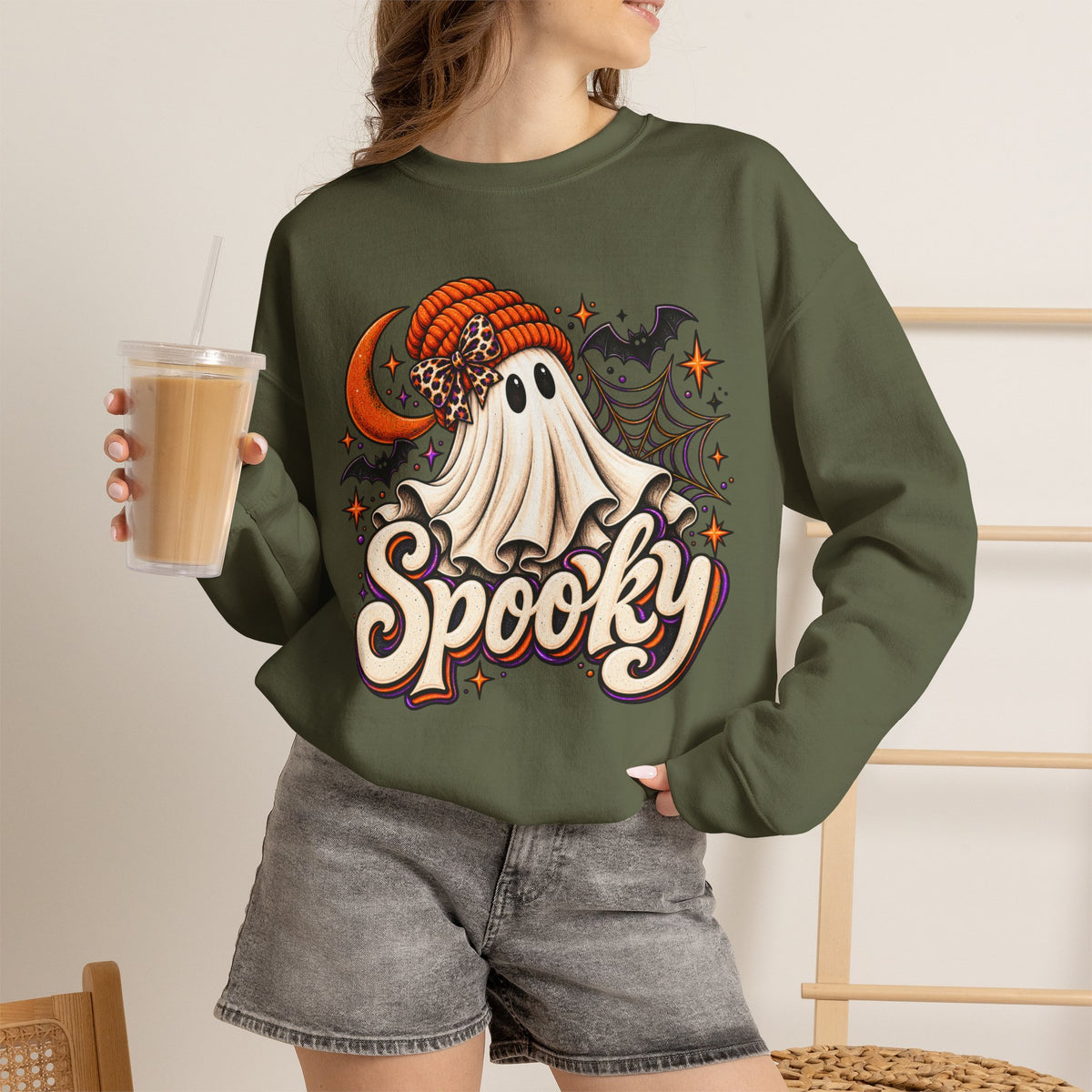 Halloween 'Spooky' Ghost Crewneck Sweatshirt