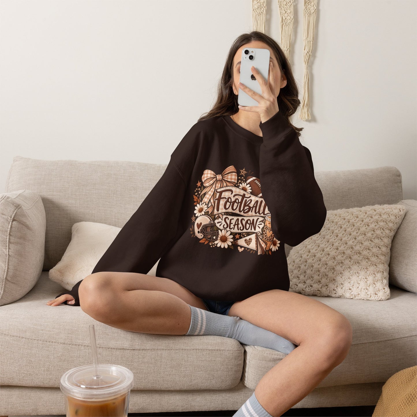 Football Season Crewneck Sweatshirt — Autumn Tailgate Graphic