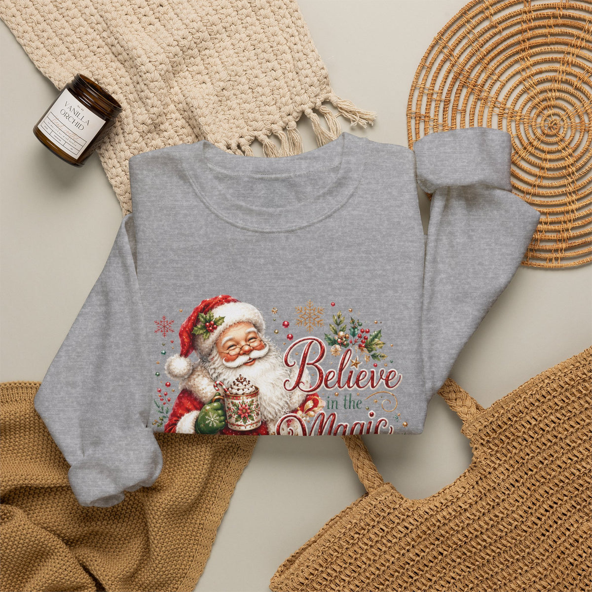 Believe in the Magic of Christmas Sweatshirt | Vintage Santa Christmas Crewneck for Women