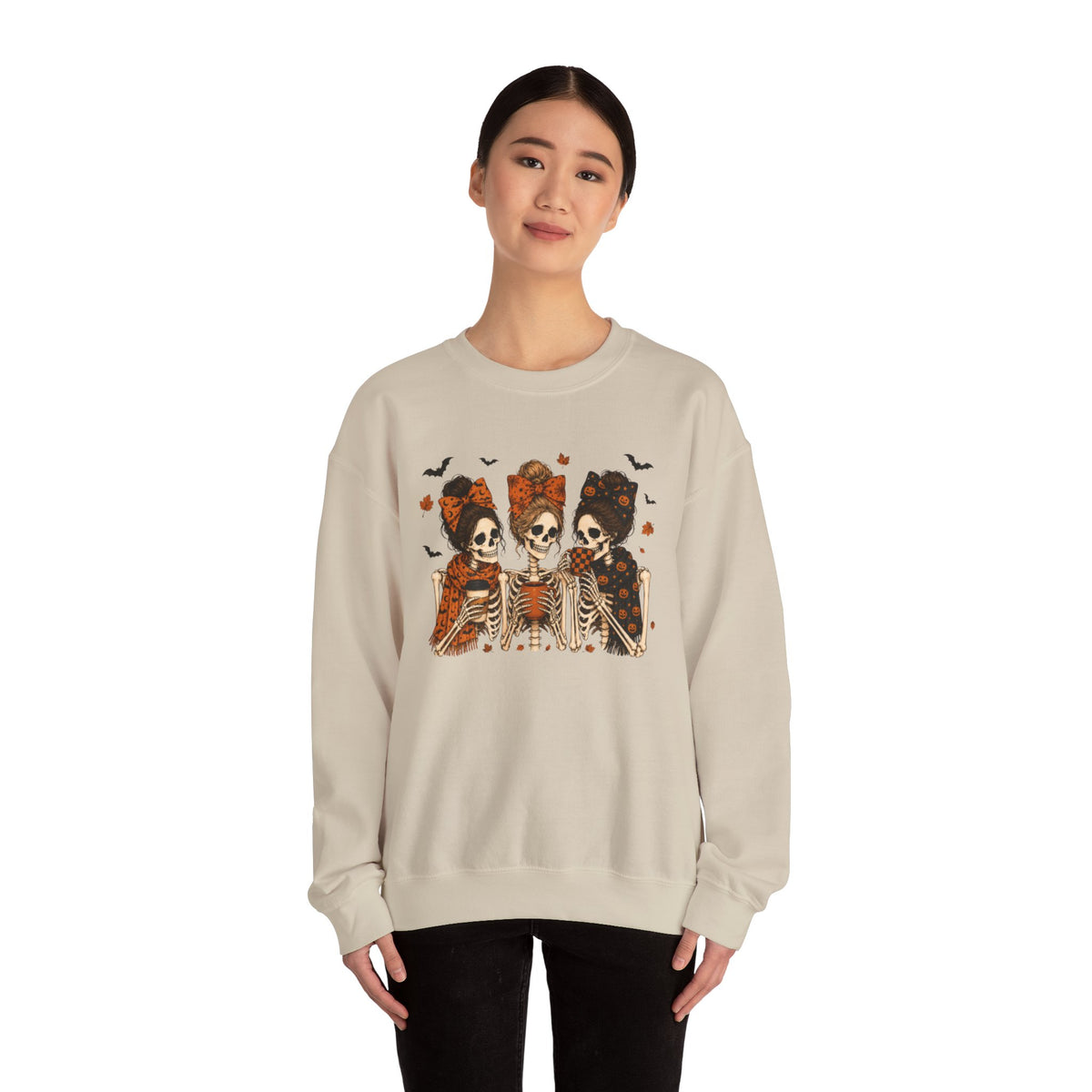 Skeleton Sisters Crewneck Sweatshirt — Halloween Day of the Dead Gothic Graphic