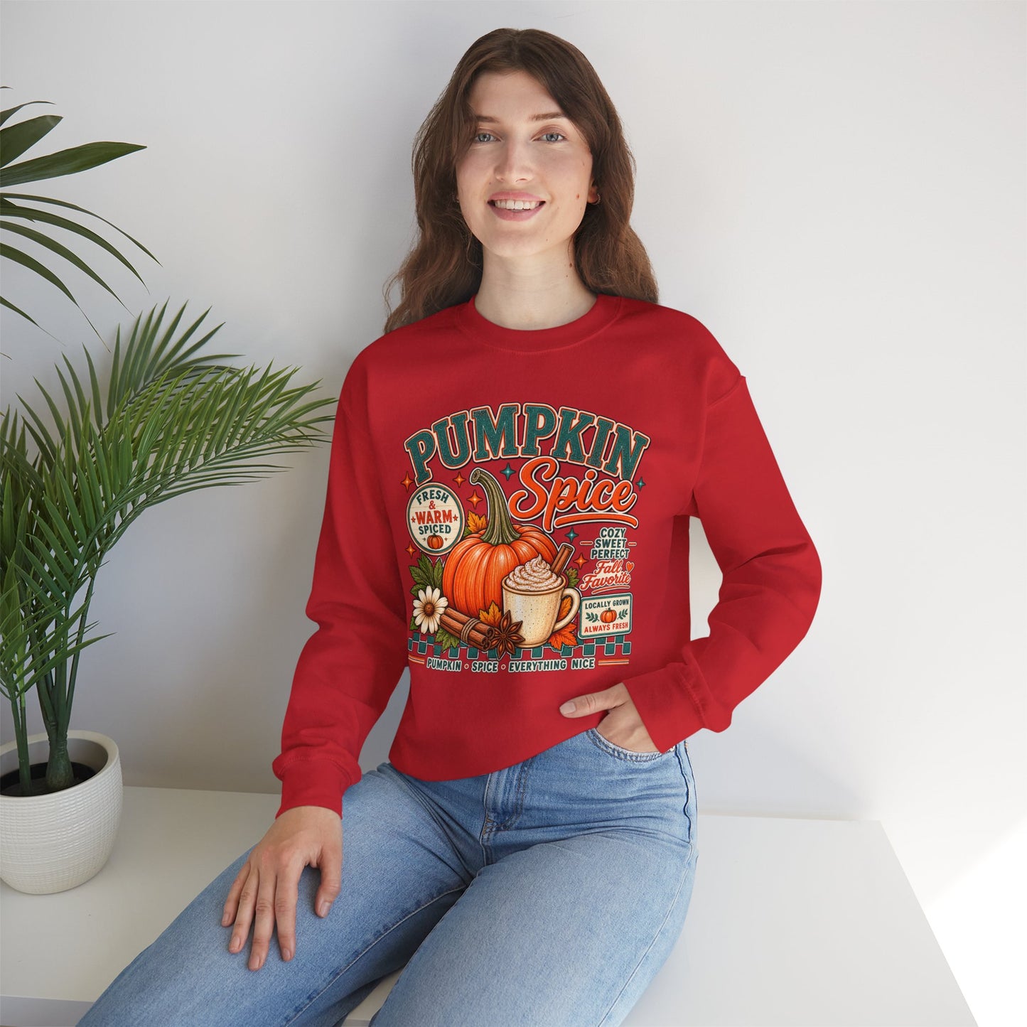 Pumpkin Spice Fall Sweatshirt — Cozy Pumpkin Latte Autumn Graphic