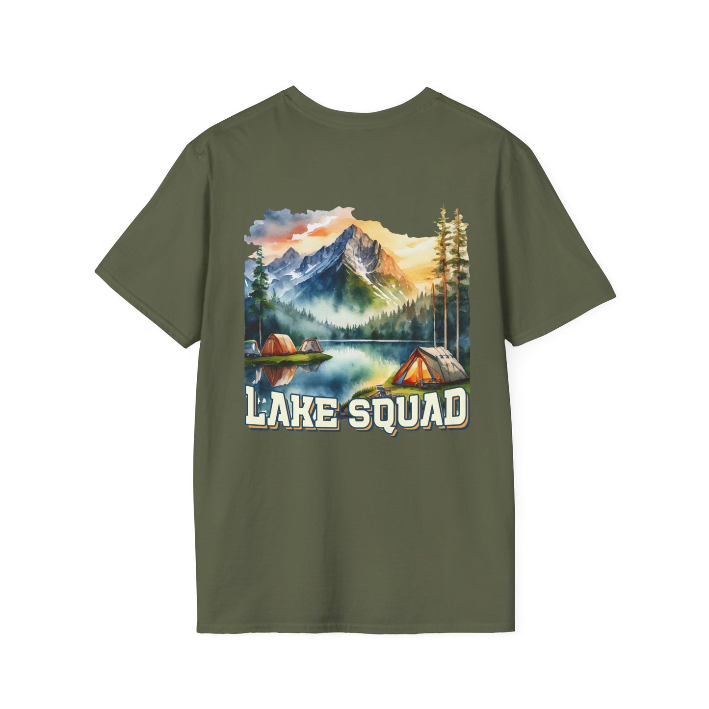 Lake Squad Camping T-Shirt — Scenic Mountain & Tent Outdoors Tee