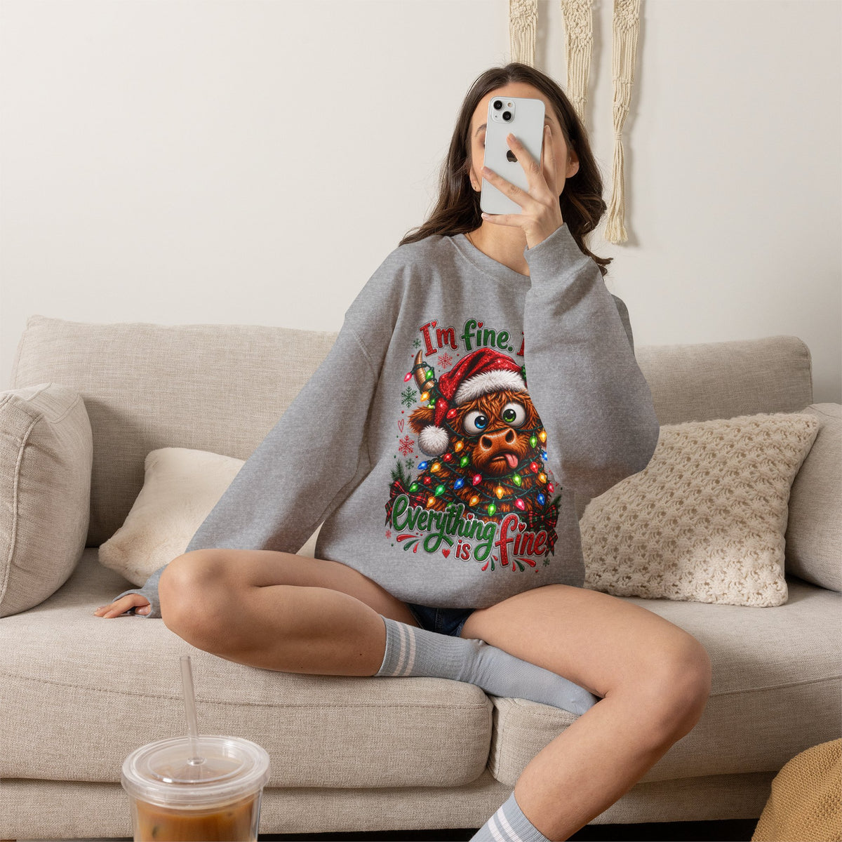 I’m Fine It’s Fine Everything Is Fine Sloth Christmas Sweatshirt