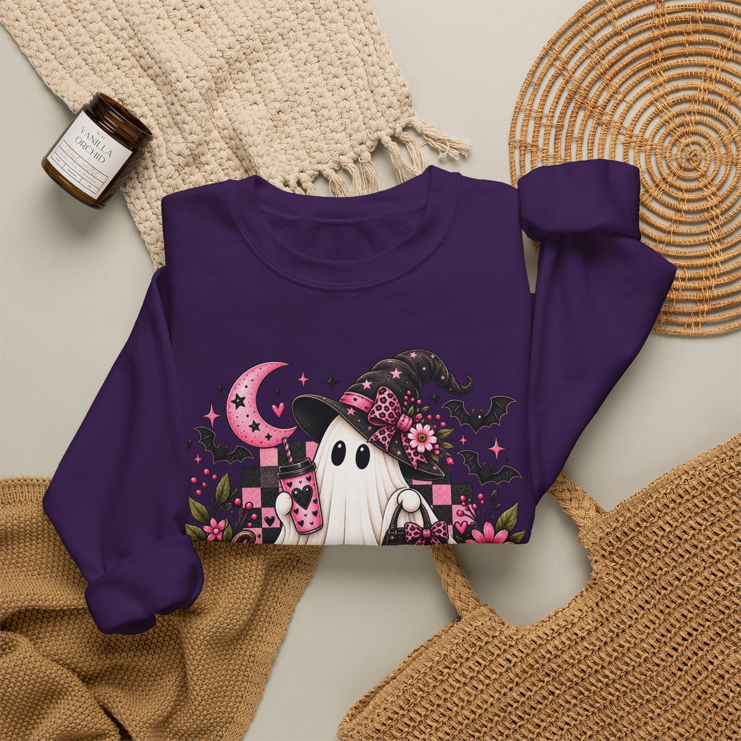 Ghost Witch Sweatshirt – Cute Pink Halloween Crewneck