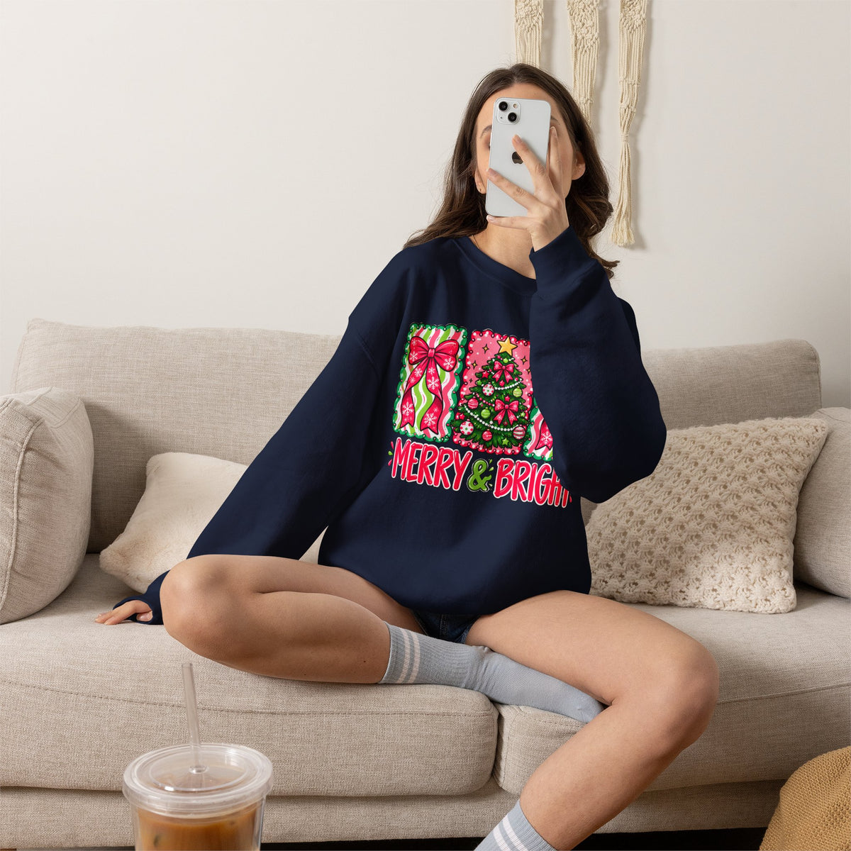 Merry & Bright Christmas Crewneck Sweatshirt