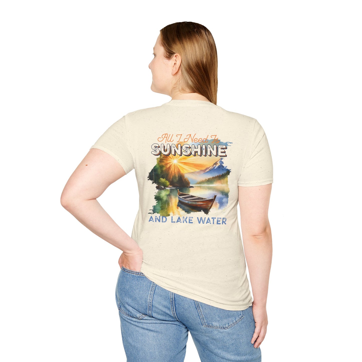 Sunshine & Lake Water Sunset T-Shirt — Boat on Lake View
