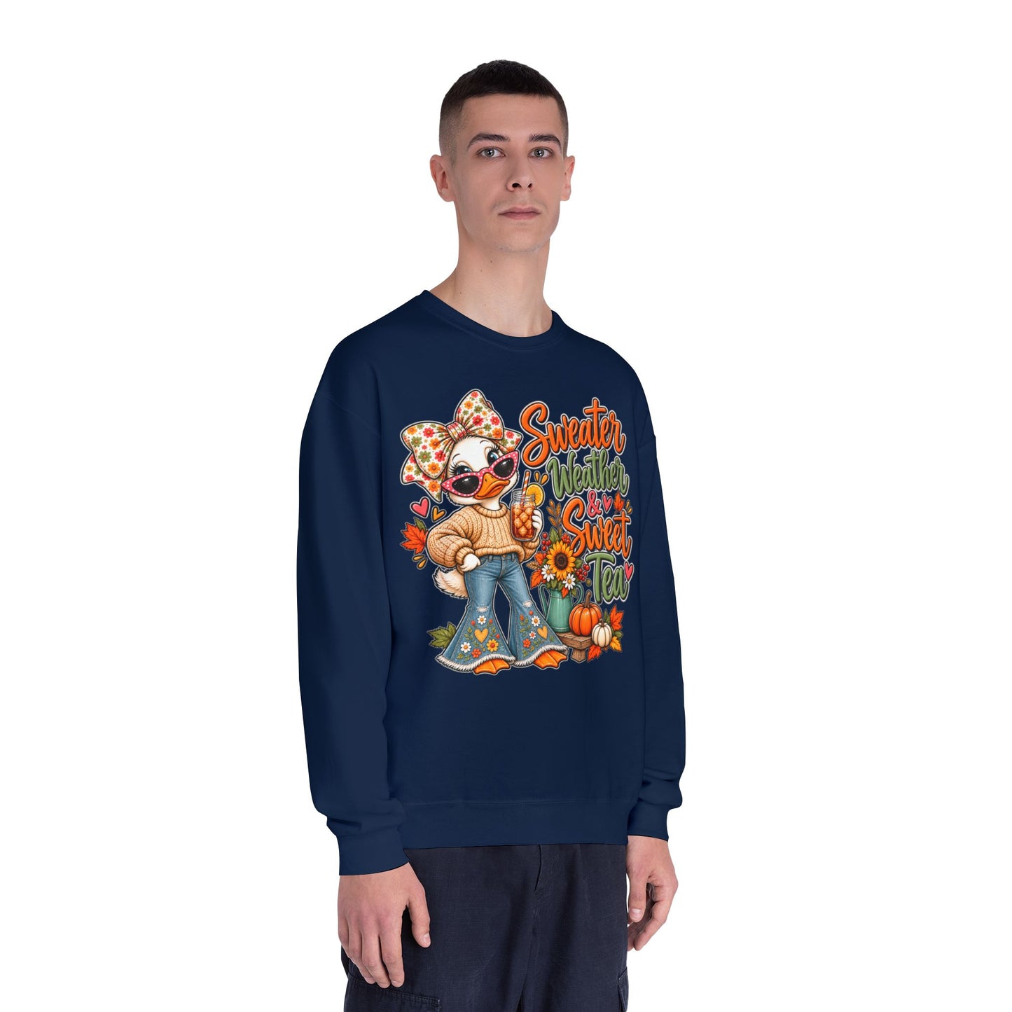 Fall Sweater Weather Crewneck Sweatshirt – Cute Pumpkin & Sunflower Graphic