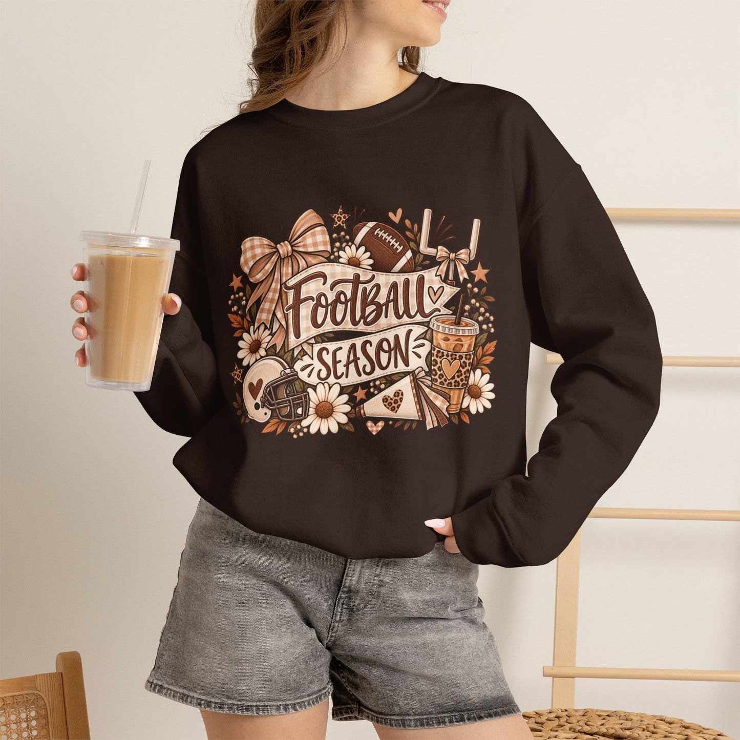 Football Season Crewneck Sweatshirt — Autumn Tailgate Graphic