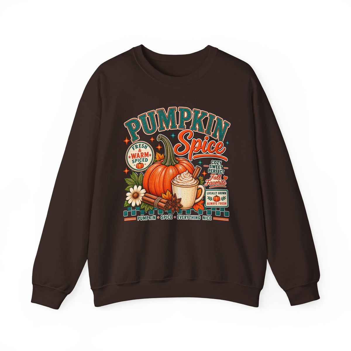 Pumpkin Spice Crewneck Sweatshirt — Cozy Fall Pumpkin Latte Graphic