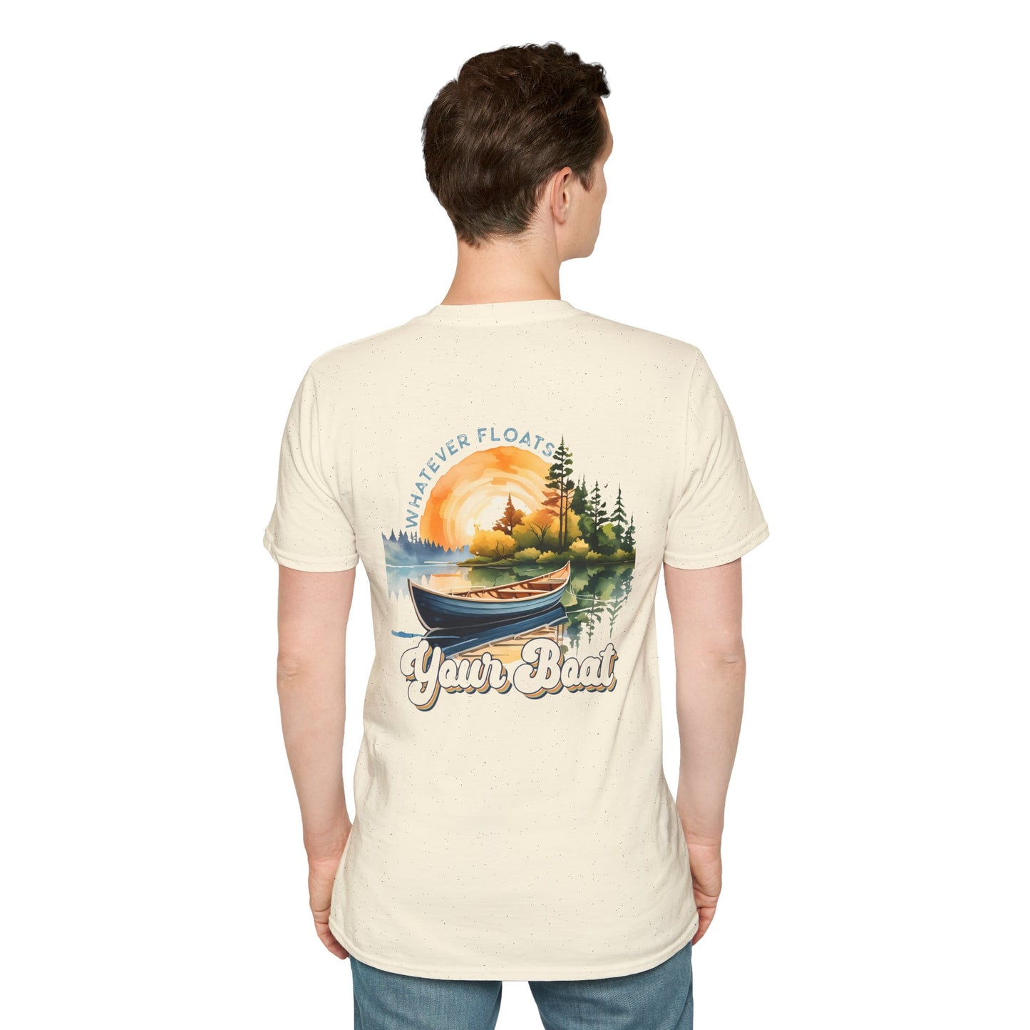 Boat Graphic T-Shirt — 'Whatever Floats Your Boat' Vintage Lake Sunset Tee