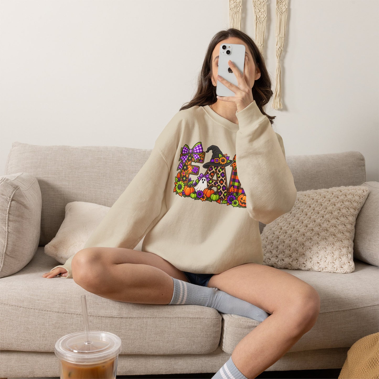 Halloween Fall Crewneck Sweatshirt — Cute Spooky Fall Graphic