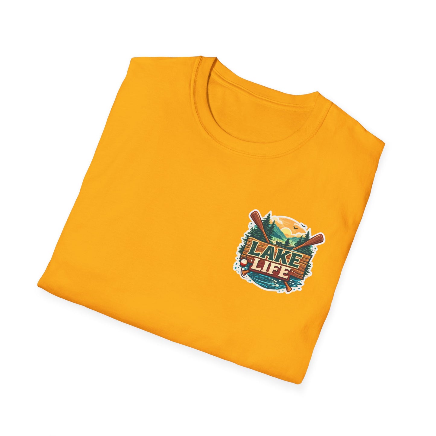 Lake Life T-Shirt — "Life Is Better at the Lake" Boat, Dock & Rocking Chair Design