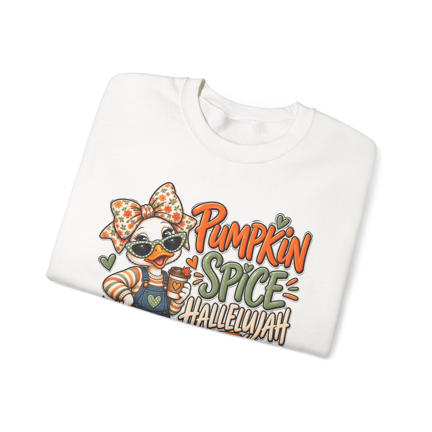 Pumpkin Spice Hallelujah Sweatshirt — Cute Fall Duck Graphic