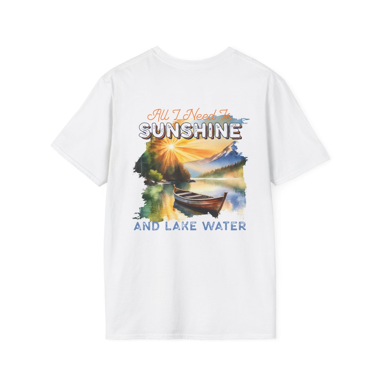 Sunshine & Lake Water Sunset T-Shirt — Boat on Lake View