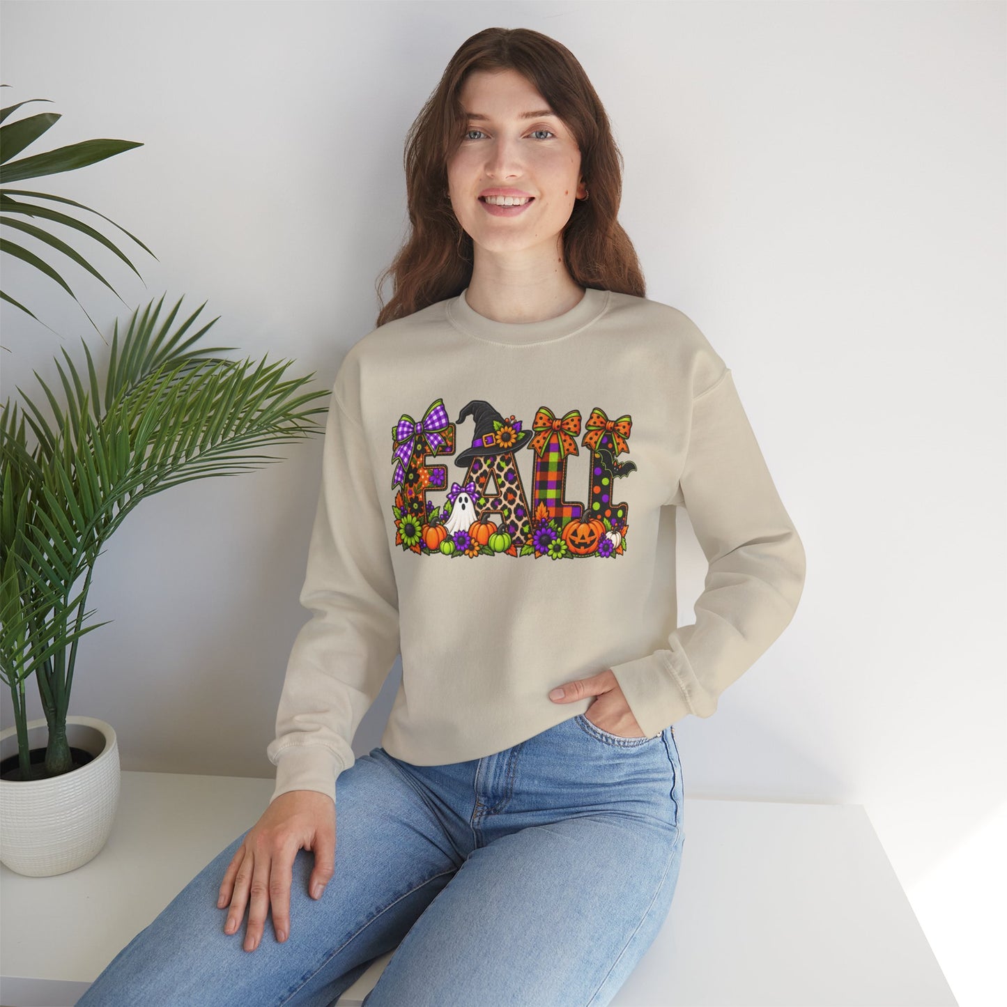 Halloween Fall Crewneck Sweatshirt — Cute Spooky Fall Graphic