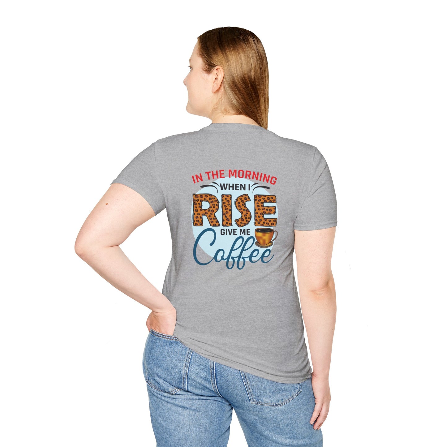Coffee T-Shirt — "In the Morning When I Rise Give Me Coffee" Leopard Print