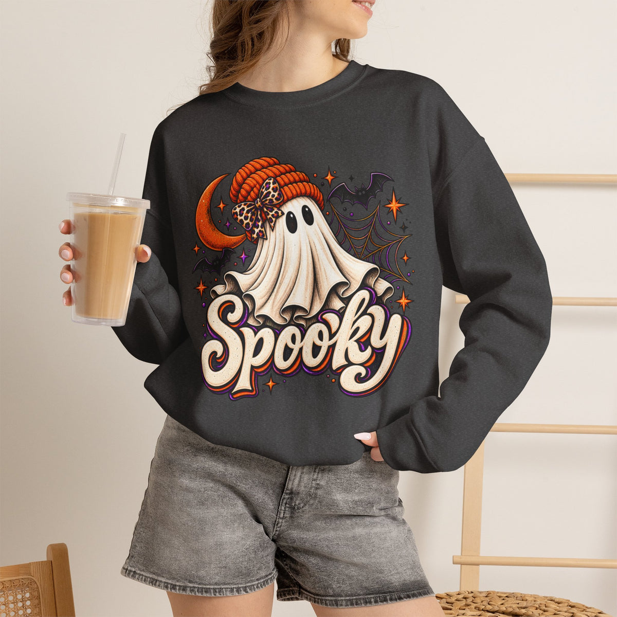 Halloween 'Spooky' Ghost Crewneck Sweatshirt
