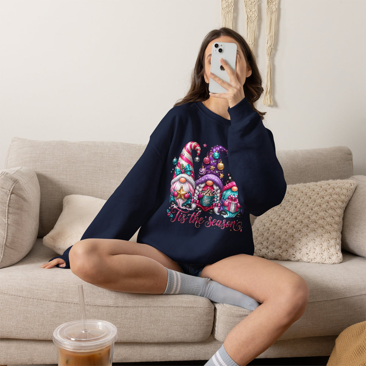 Christmas Gnome Sweatshirt - 'Tis the Season Holiday Crewneck