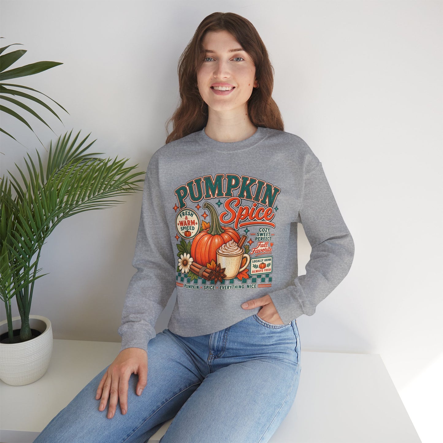 Pumpkin Spice Fall Sweatshirt — Cozy Pumpkin Latte Autumn Graphic