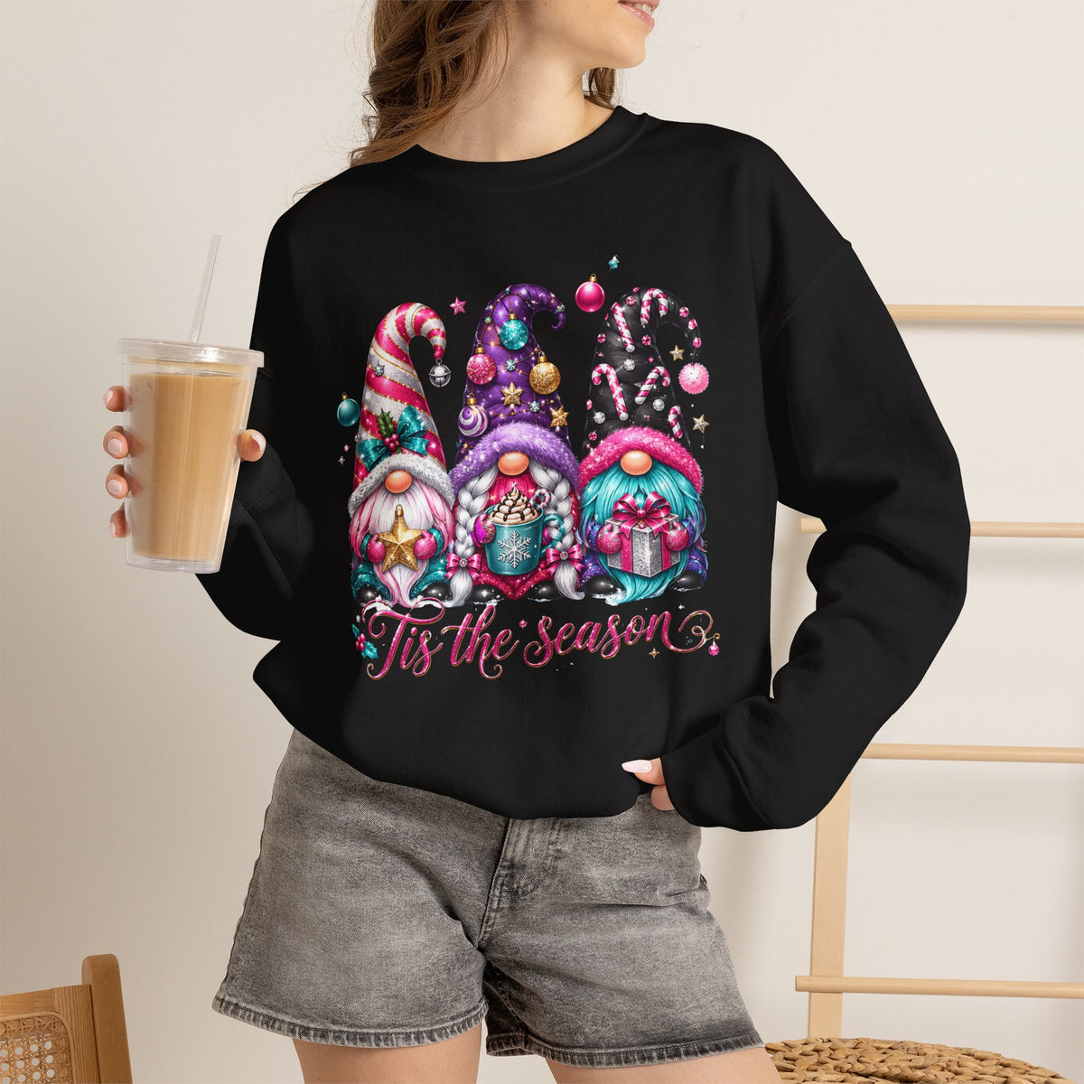 Christmas Gnome Sweatshirt - 'Tis the Season Holiday Crewneck