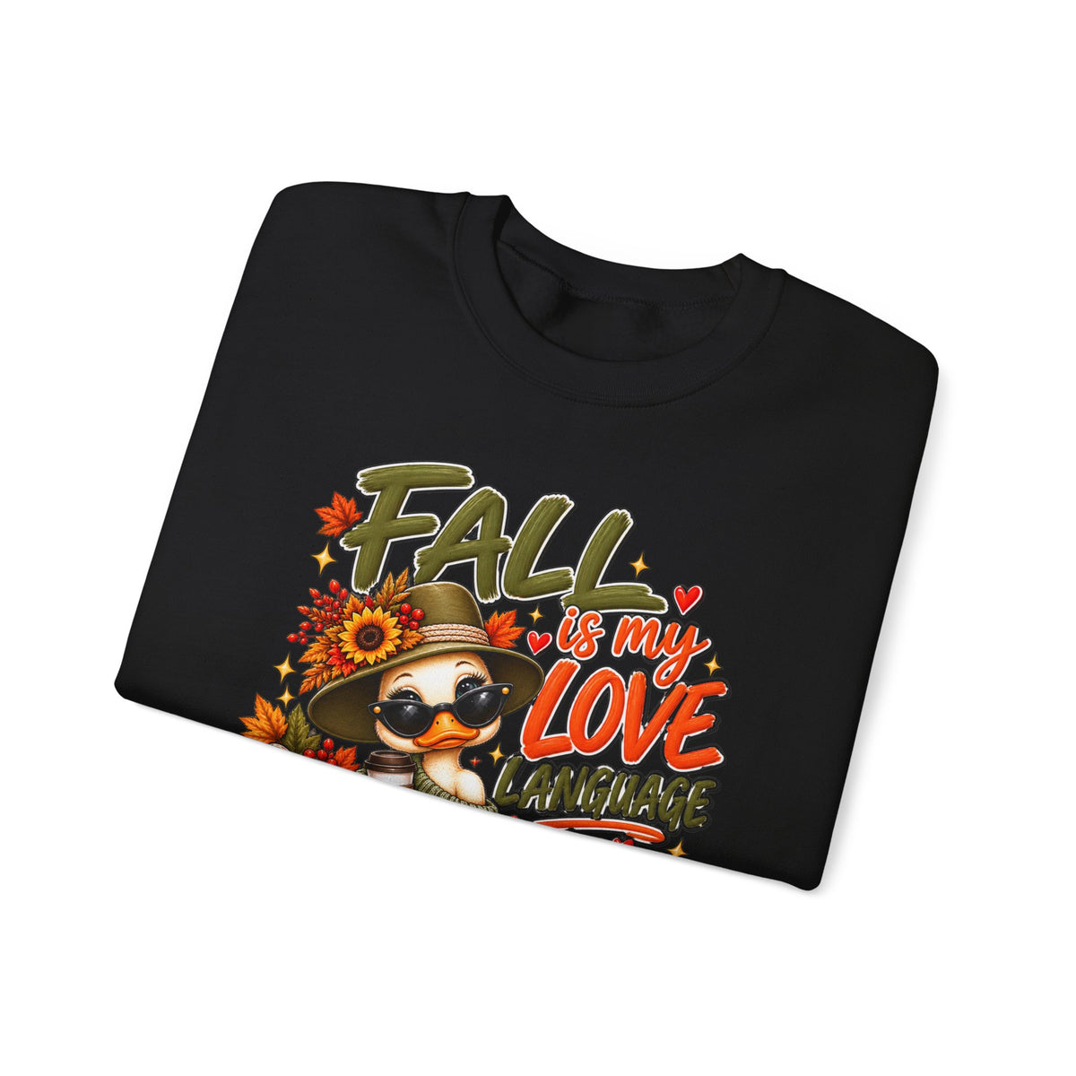 Fall Is My Love Language Sweatshirt — Cute Duck & Pumpkin Autumn Crewneck