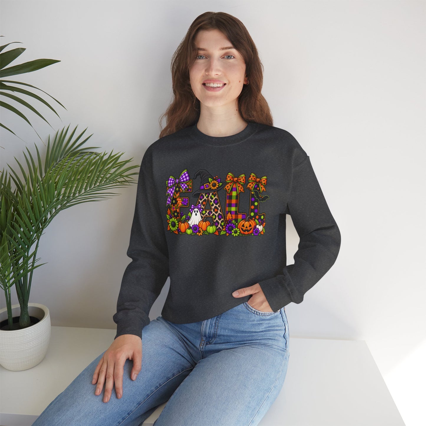 Halloween Fall Crewneck Sweatshirt — Cute Spooky Fall Graphic