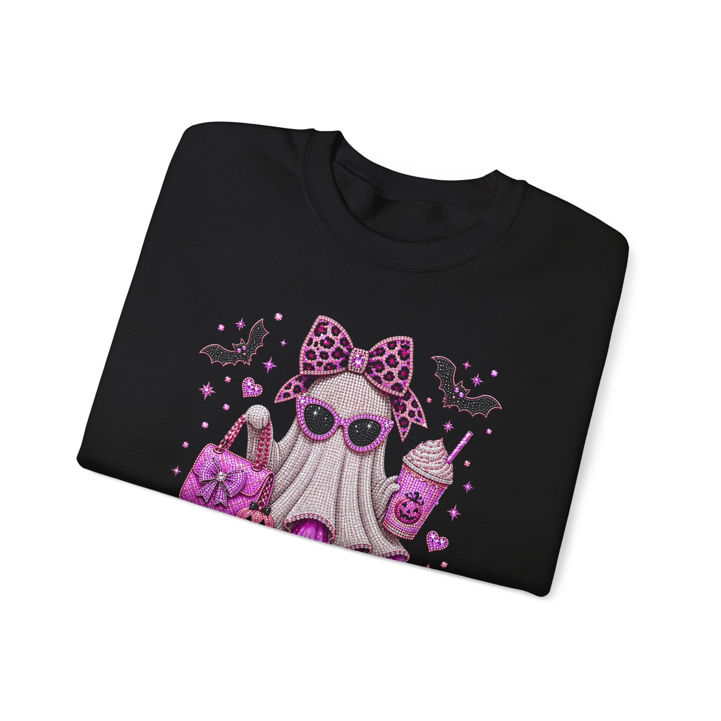 Spooky Season Ghost Crewneck Sweatshirt — Cute Pink Halloween Graphic