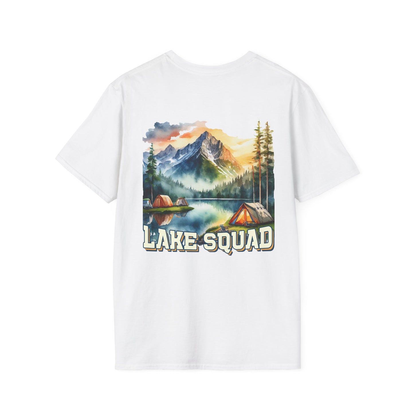 Lake Squad Camping T-Shirt — Scenic Mountain & Tent Outdoors Tee